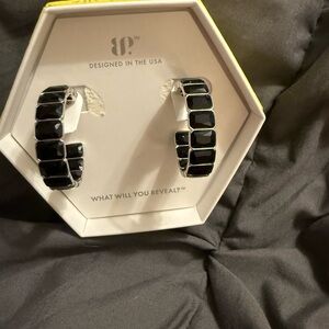 Bomb Party Call It How I See It Black Onyx CZ Sterling Silver hoops